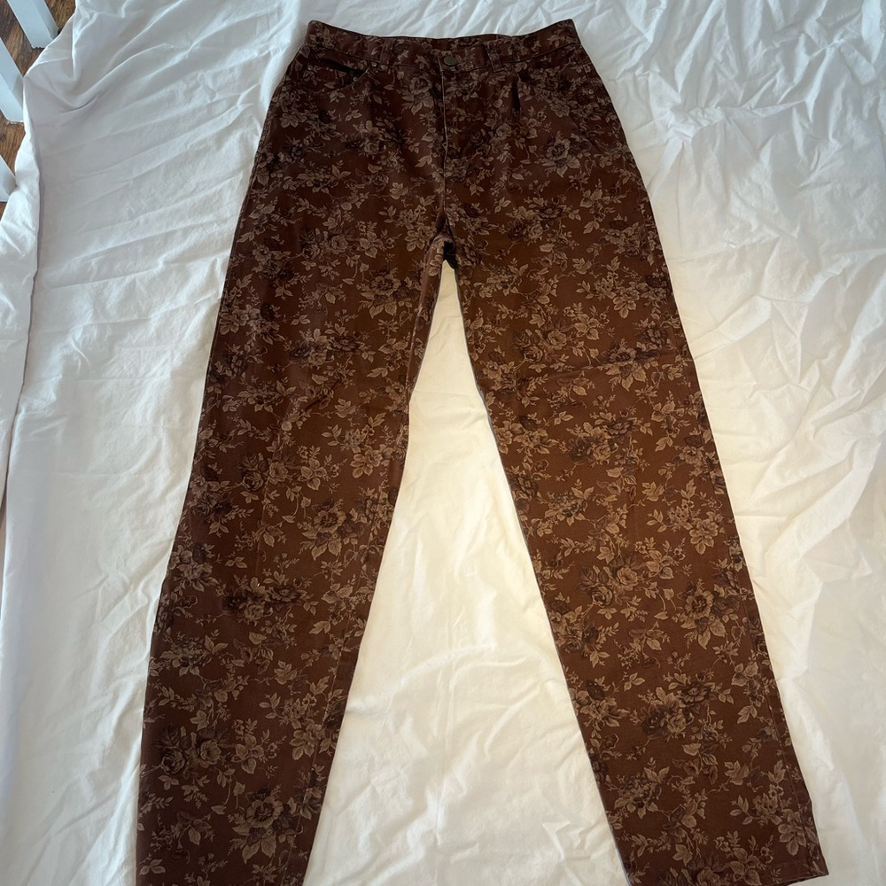 Vintage Brown Floral Ralph Lauren Pants from the 90’s